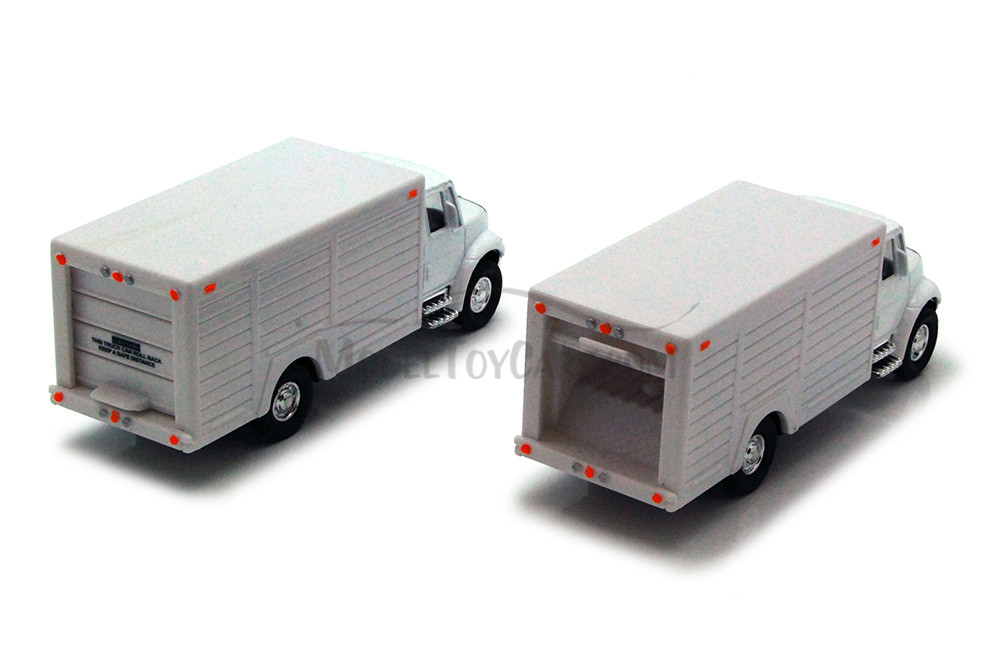 Box of 12 Diecast Model Cars - International Beverage Delivery Truck, White, 5.25 Inch Scale
