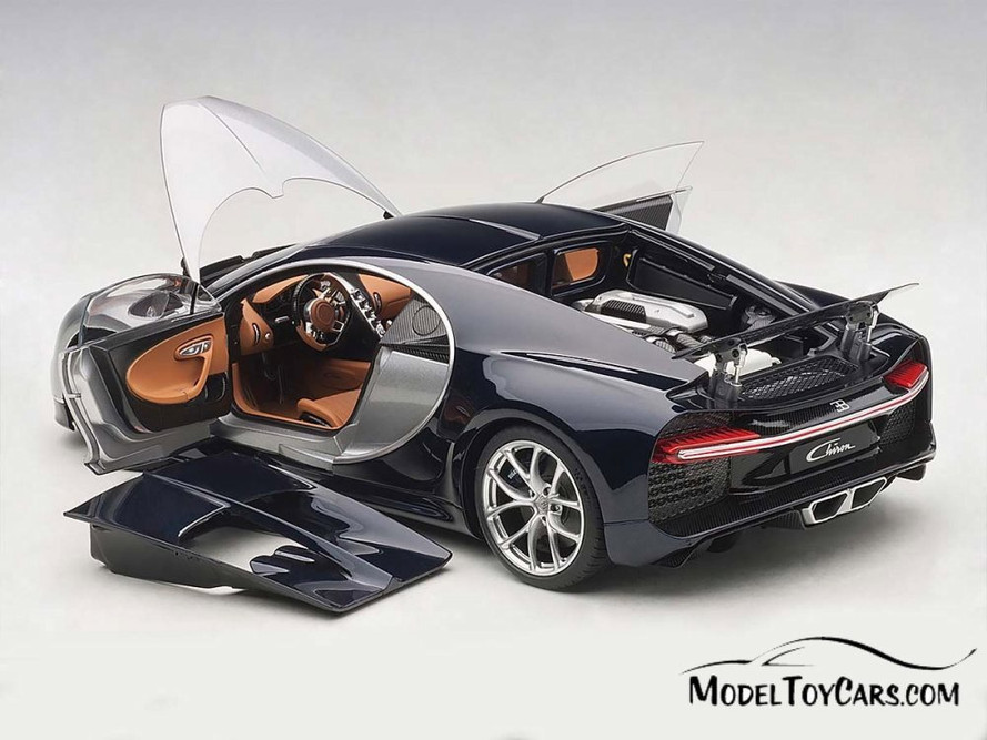 2017 Bugatti Chiron, Argent Silver and Atlantic Blue - AUTOart 70992 - 1/18 Scale Diecast Model Toy Car