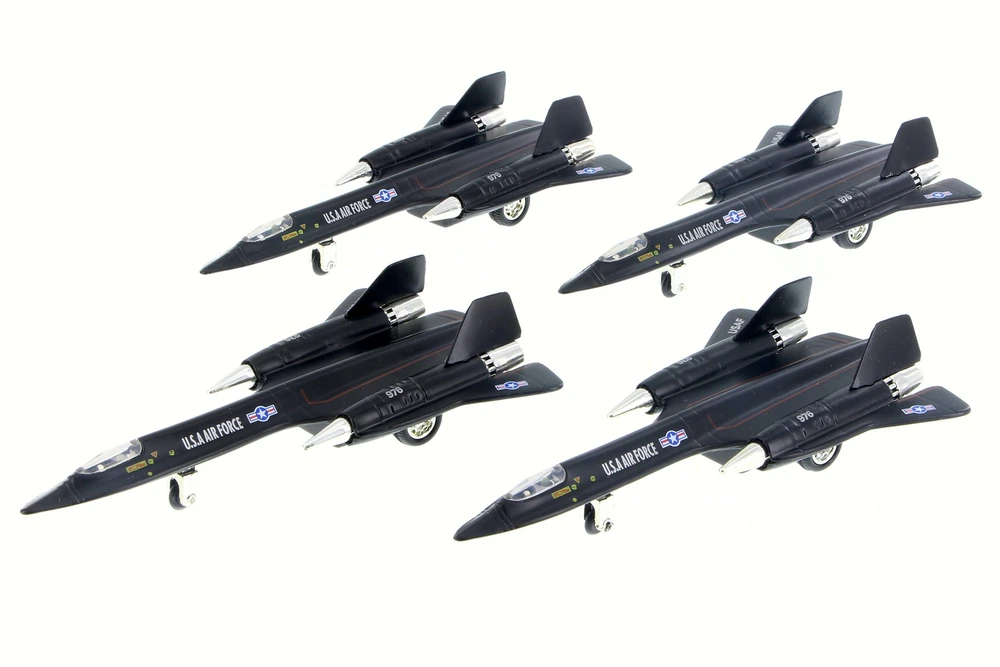Box of 6 Diecast Model Airplanes - SR-71 Blackbird Pullback Plane, Black,