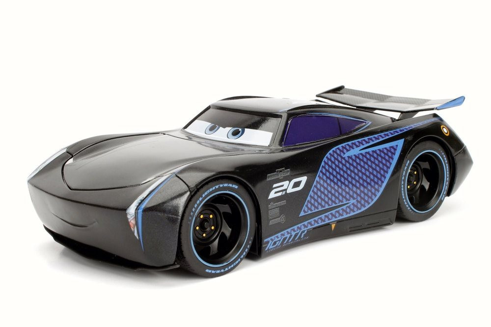 Box of 4 Diecast Model Cars - Disney Pixar CARS 3 Jackson Storm, Black w/ Blue, 1/24 Scale