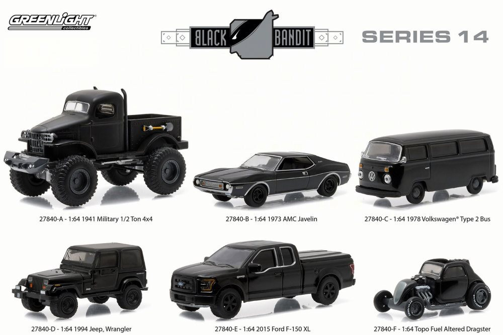 Greenlight Black Bandit Series 14 - Set of Six 1/64 Scale Diecast