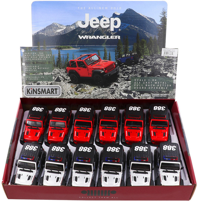 Jeep Wrangler Rubicon Diecast Car Set - Box of 12 assorted 1/34 Scale Diecast Model Cars