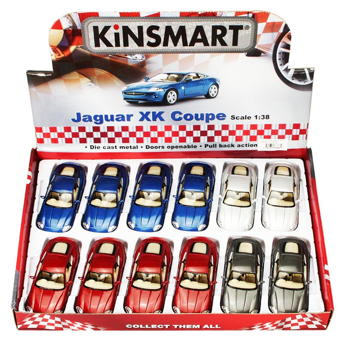 Jaguar XK Coupe Diecast Car Package - Box of 12 1/38 scale Diecast Model Cars, Assorted Colors