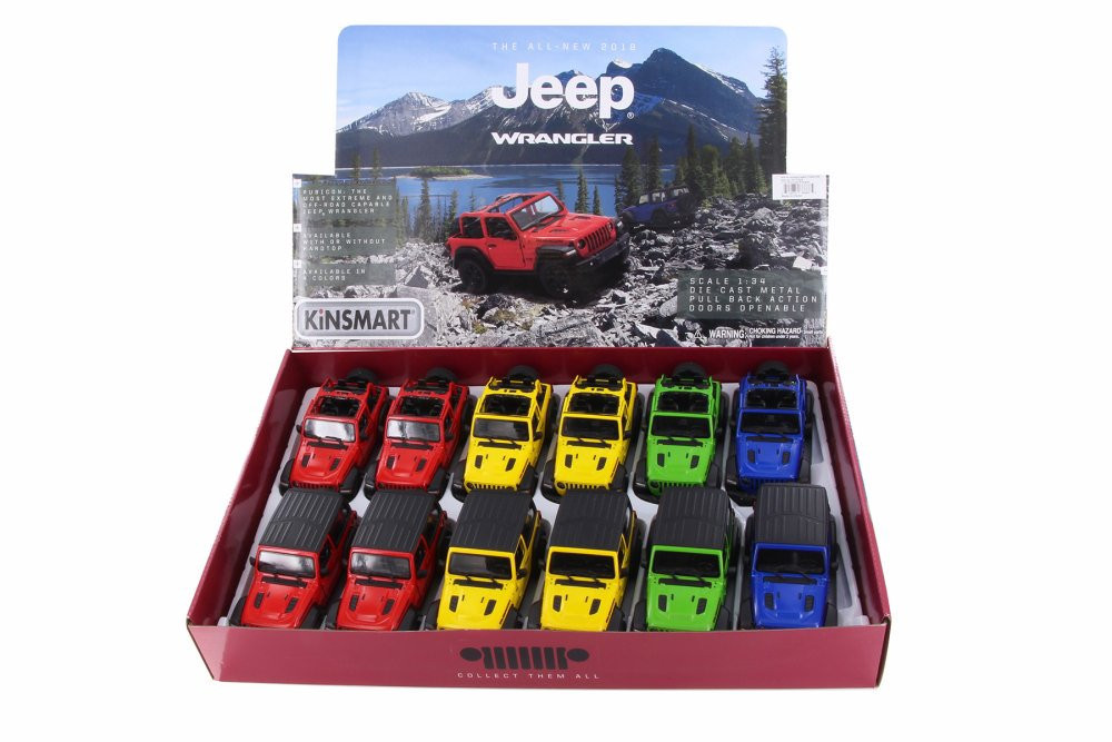 Jeep Wrangler Rubicon Diecast Car Set - Box of 12 1/34 Scale Diecast Model Cars, Assorted Colors