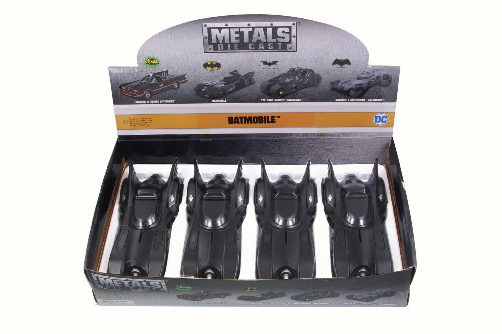 Box of 4 Diecast Model Cars - 1989 Batman Returns Batmobile, Black, 1/24 Scale