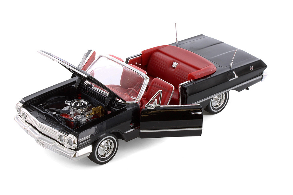 1963 Chevy Impala Convertible, Black - Welly 22434 - 1/24 scale