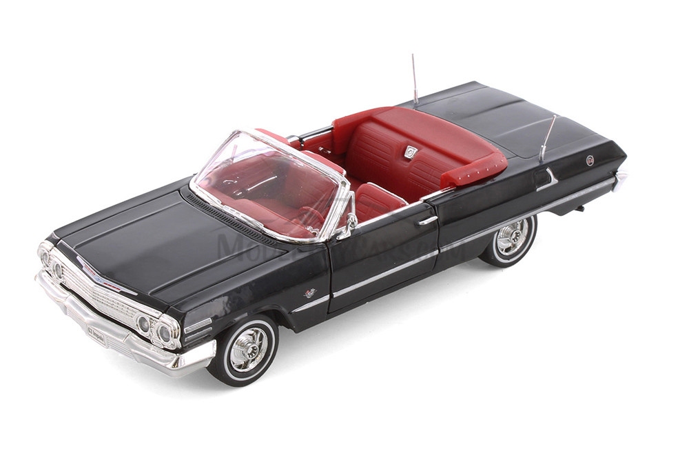 1963 Chevy Impala Convertible, Black - Welly 22434 - 1/24 scale