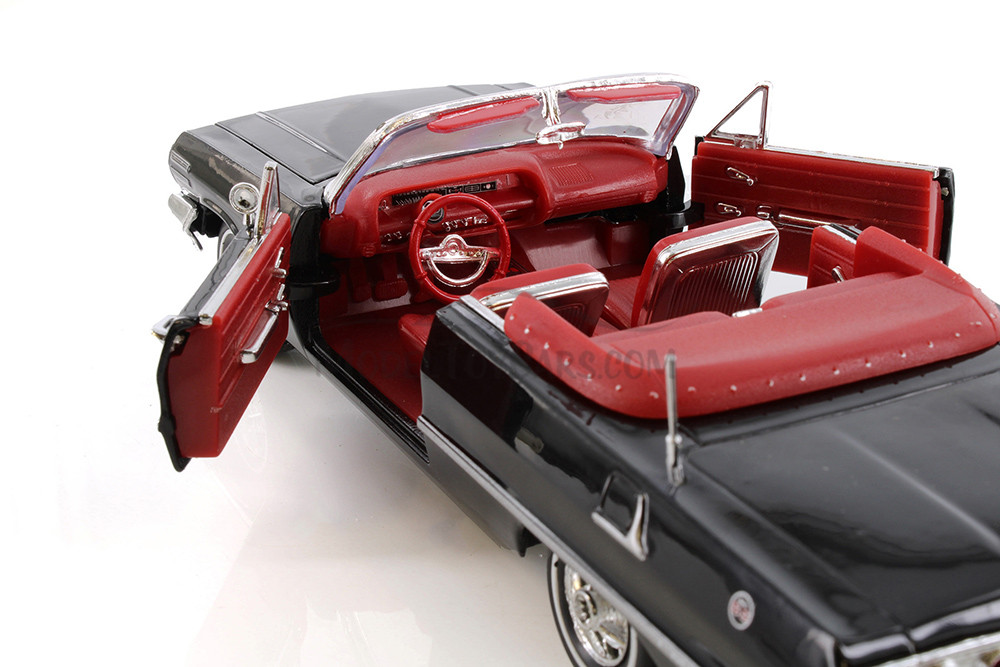 1963 Chevy Impala Convertible, Black - Welly 22434 - 1/24 scale