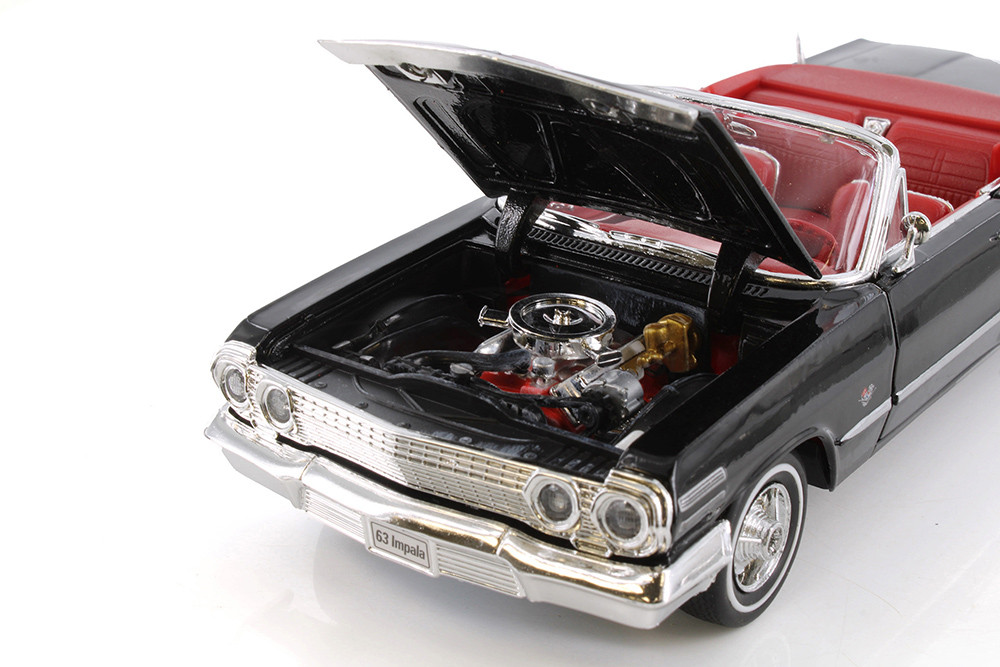 1963 Chevy Impala Convertible, Black - Welly 22434 - 1/24 scale