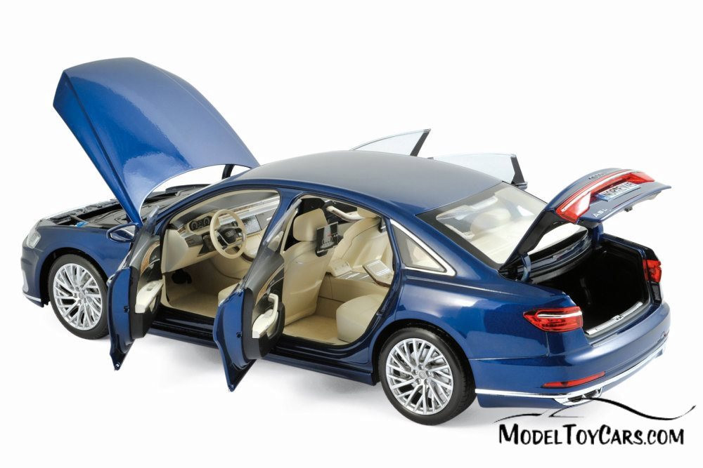 2017 Audi A8 L Hard Top, Blue Metallic - Norev 188365 - 1/18 scale