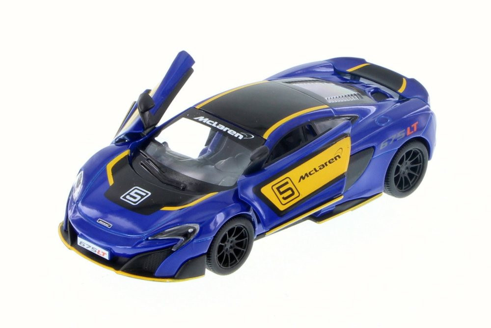 McLaren 675LT with Prints, Blue w/ Decals - Kinsmart 5392DF - 1/36