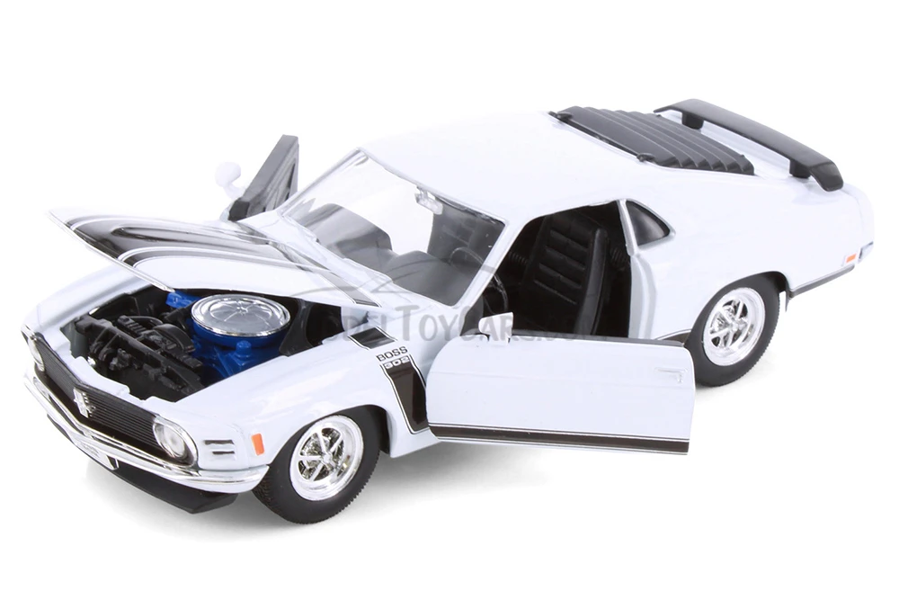 1970 Ford Mustang, White - Welly 22088 - 1/24 Scale Diecast Model Toy Car (Brand New, but NOT IN BOX)