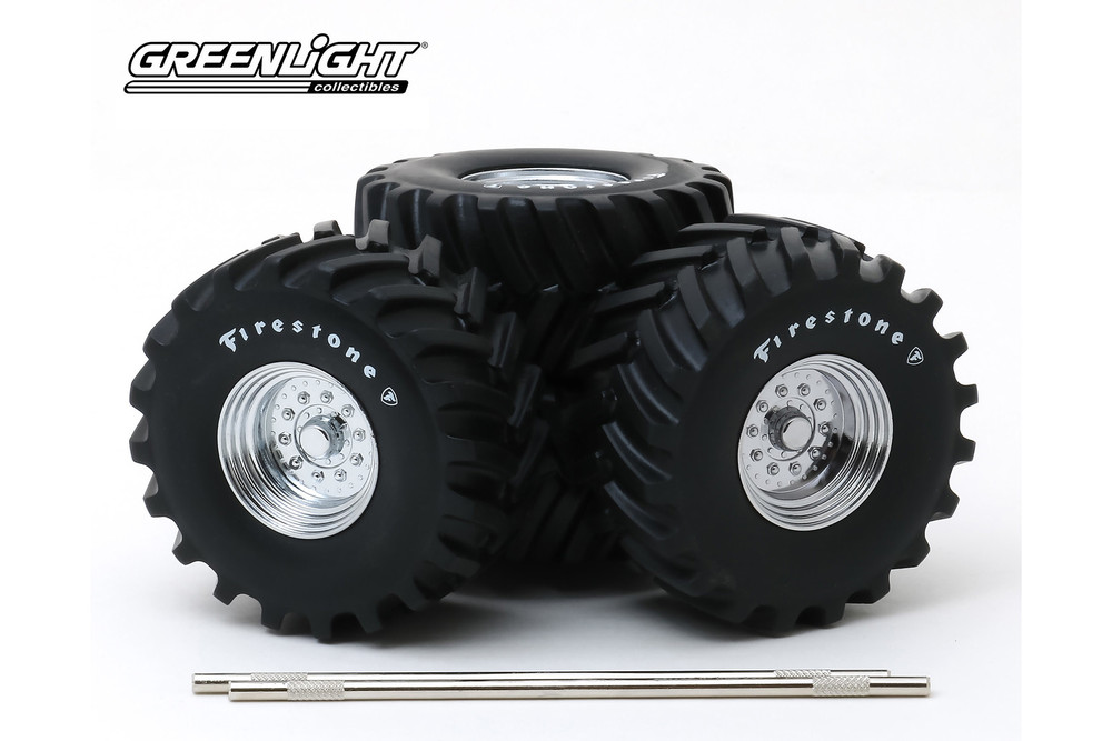 Monster Truck Firestone Wheel & Tire Set, Black - Greenlight 13546 - 1/18 scale Diecast Accessory