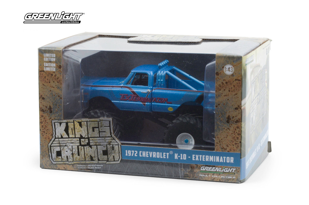 1972 Chevy K-10 Monster Truck w/66-Inch Tires, Exterminador - Greenlight 88033 - 1/43 Diecast Car