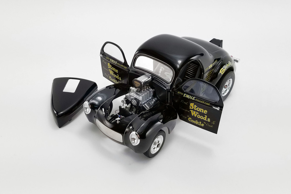 ダイキャスト　1/18 1941 Willys Gasser レア 1/18 ACME 1941 Willys Red Flamed Gasser (Red with yellow