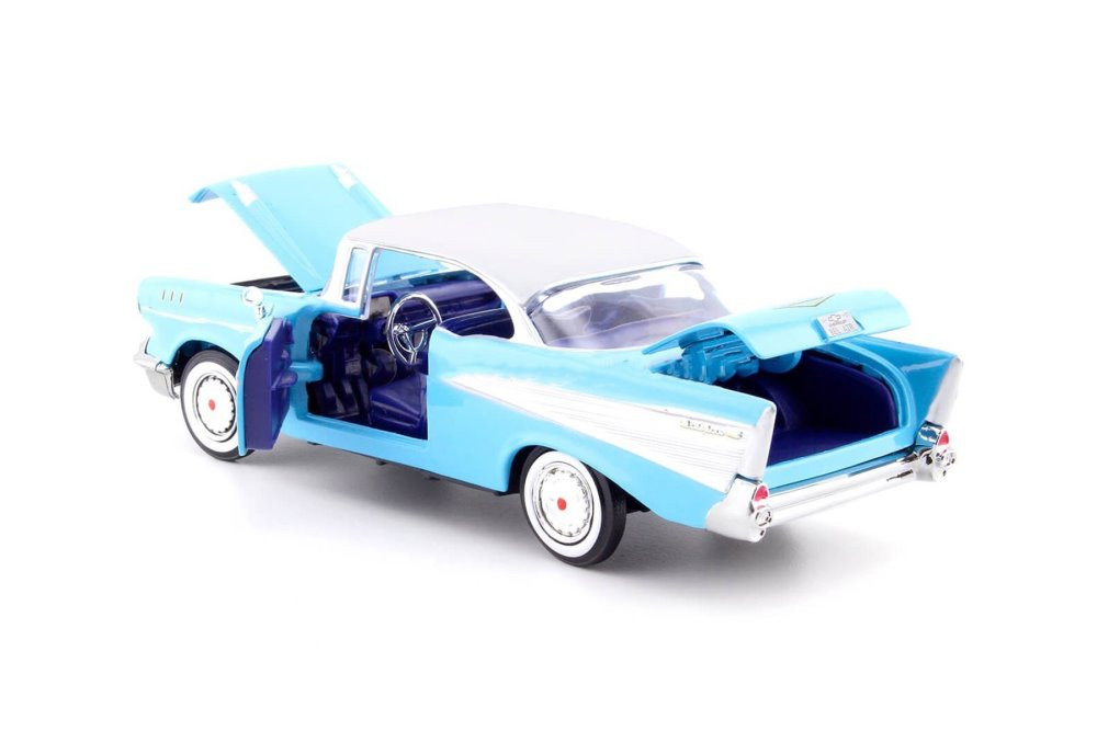 1957 Chevy Bel Air, Light Blue - Motor Max 73228AC-WHBL - 1/24 scale Diecast Model Toy Car