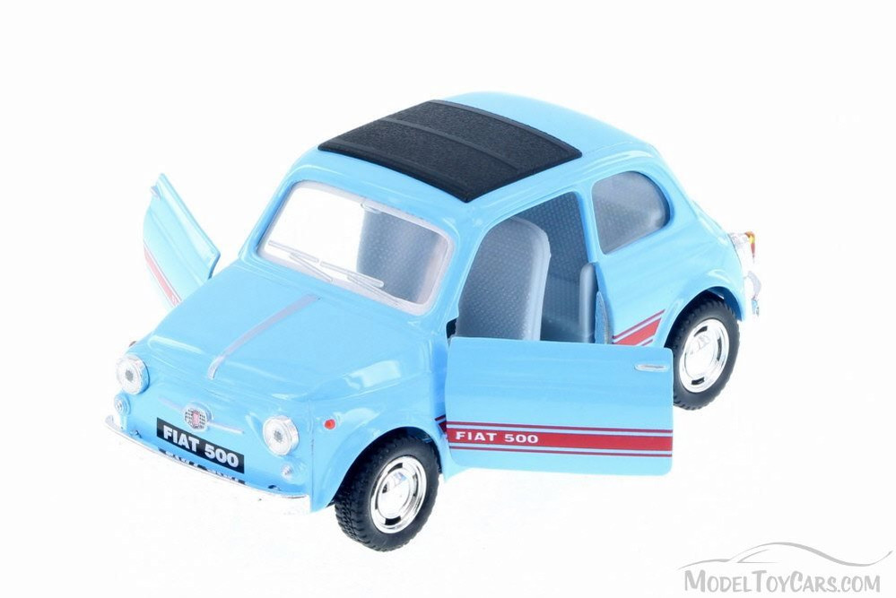 NACORAL FIAT 500 RALLY ミニカー　ブルー　スペイン製 Fiat 500 w/ Sunrroof, Sky Blue - Kinsmart 5004D - 1/24 Scale