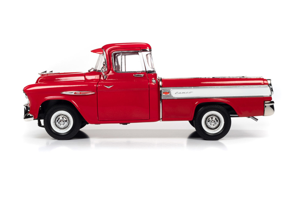 1957 Chevy Cameo Pickup Truck, Cardinal Red and White - Auto World
