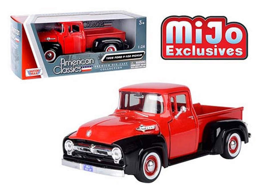 1956 Ford F-100 Pickup, Red with Black - Motor Max 73235AC-RDBK