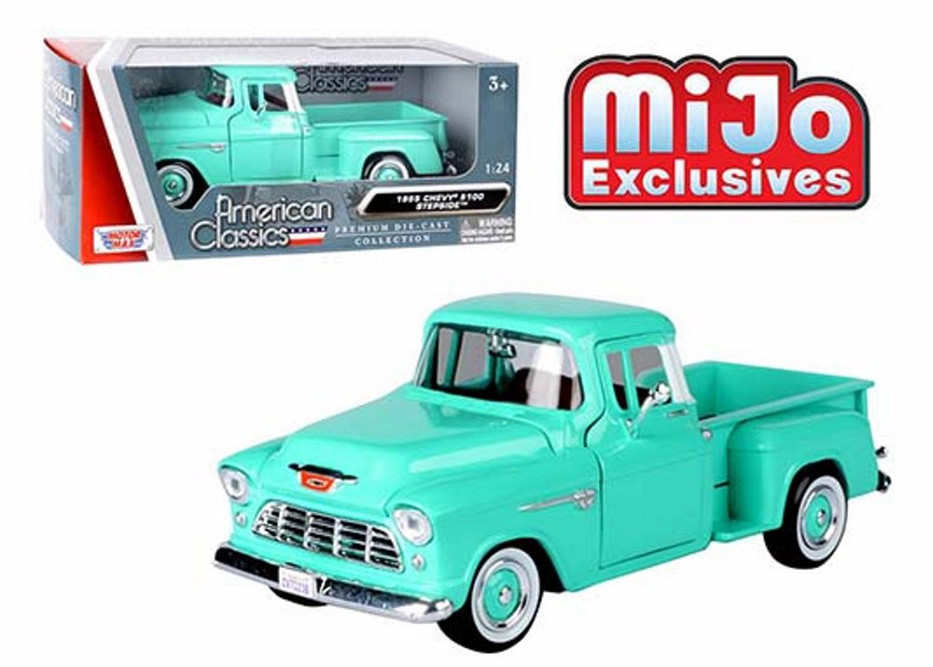 1955 Chevy Stepside Pickup, Turquoise - Motor Max 73236AC-TQ - 1/24 scale Diecast Model Toy Car