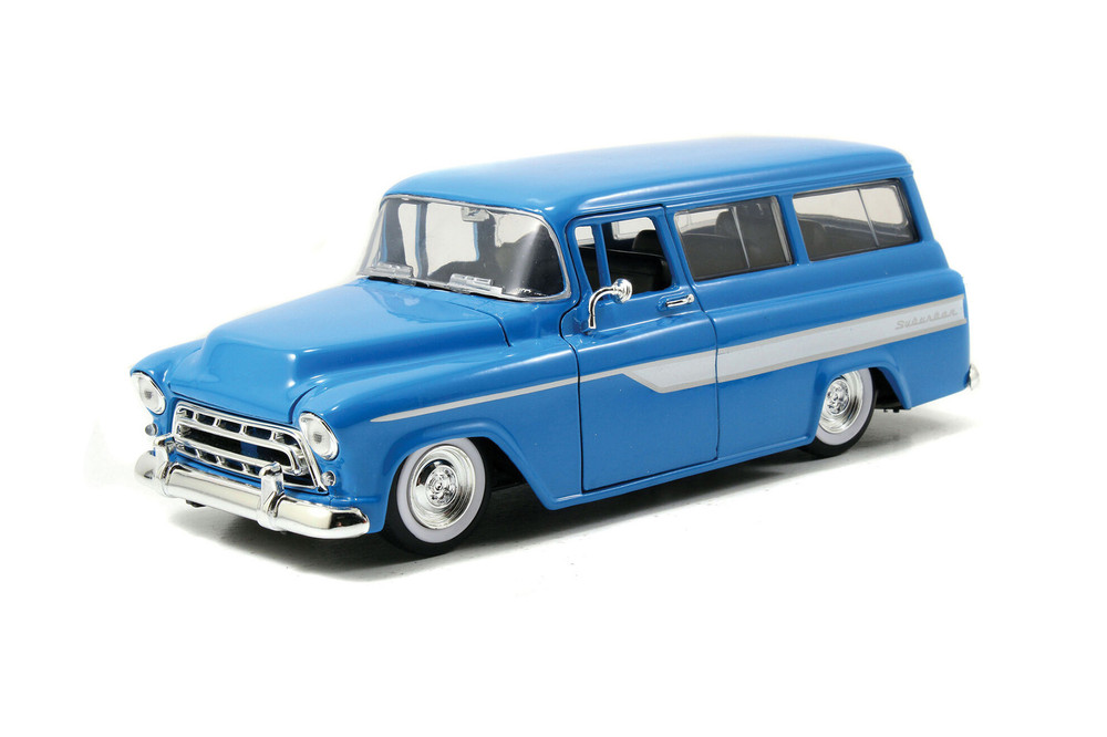 1957 Chevy Suburban, Blue - Jada Toys 97190/4 - 1/24 scale Diecast