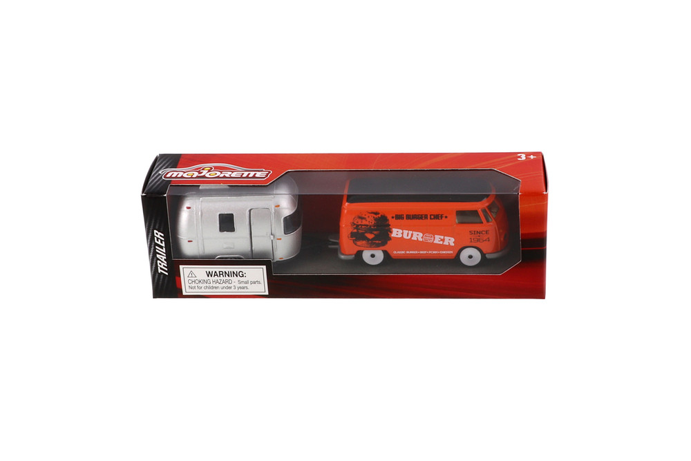 Volkswagen T1 Bus Food Truck & Eriva Trailer, Orange - Jada Toys 2120520141JA - 1/64 scale Diecast Model Toy Car