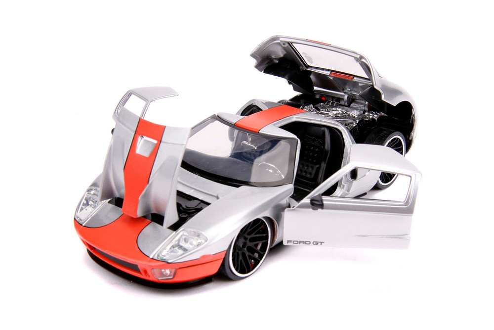 2005 Ford GT Hardtop, Silver and Orange - Jada Toys 31324 - 1/24