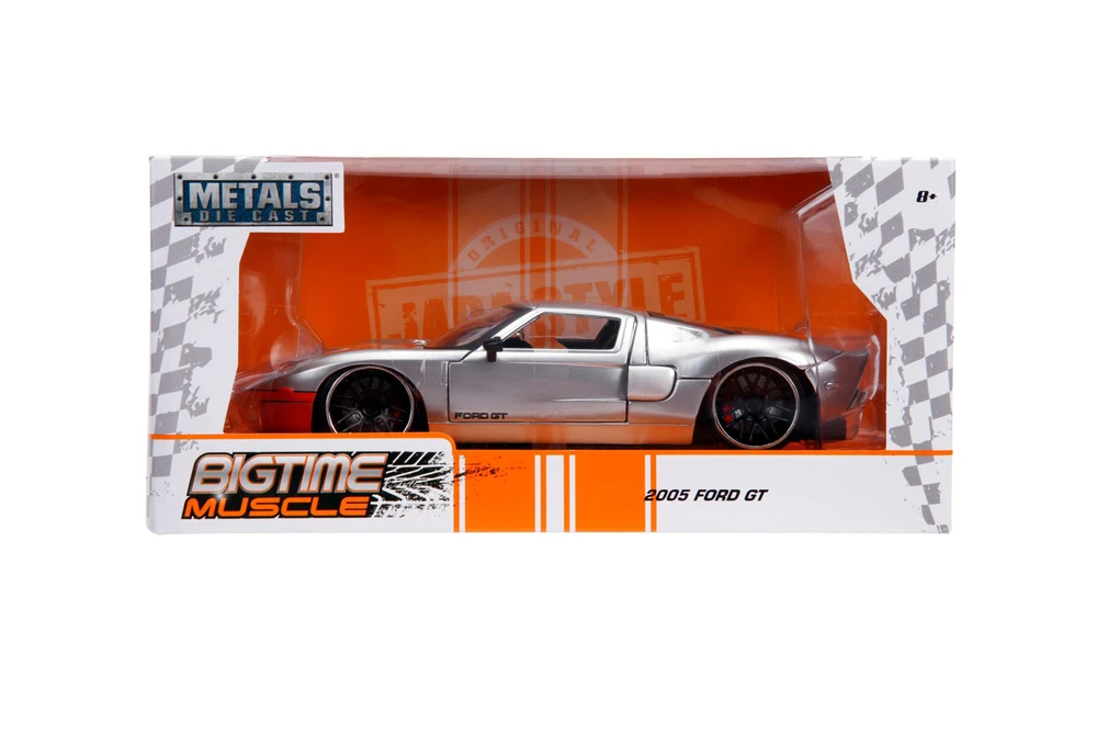 2005 Ford GT Hardtop, Silver and Orange - Jada Toys 31324 - 1/24 scale Diecast Model Toy Car