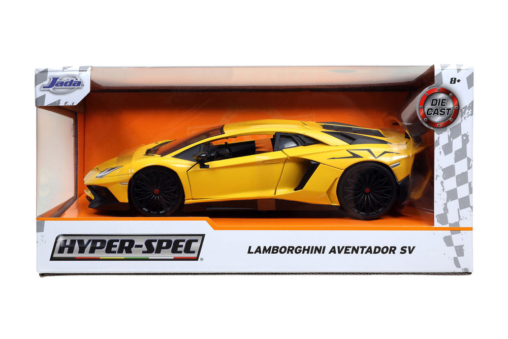 Lamborghini Aventador SV, Yellow - Jada Toys 32258/4 - 1/24 scale Diecast Model Toy Car