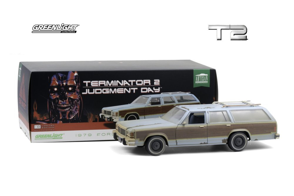 1979 Ford LTD Country Squire with Wood Grain Paneling (Weathered), Terminator 2: Judgment Day - Greenlight 19085 - 1/18 scale Diecast Model Toy Car