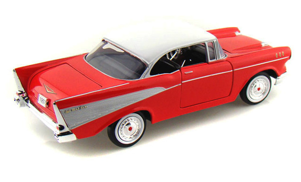 1957 Chevrolet Belair, Red - Motormax 73228 - 1/24 Scale Diecast Model Toy  Car