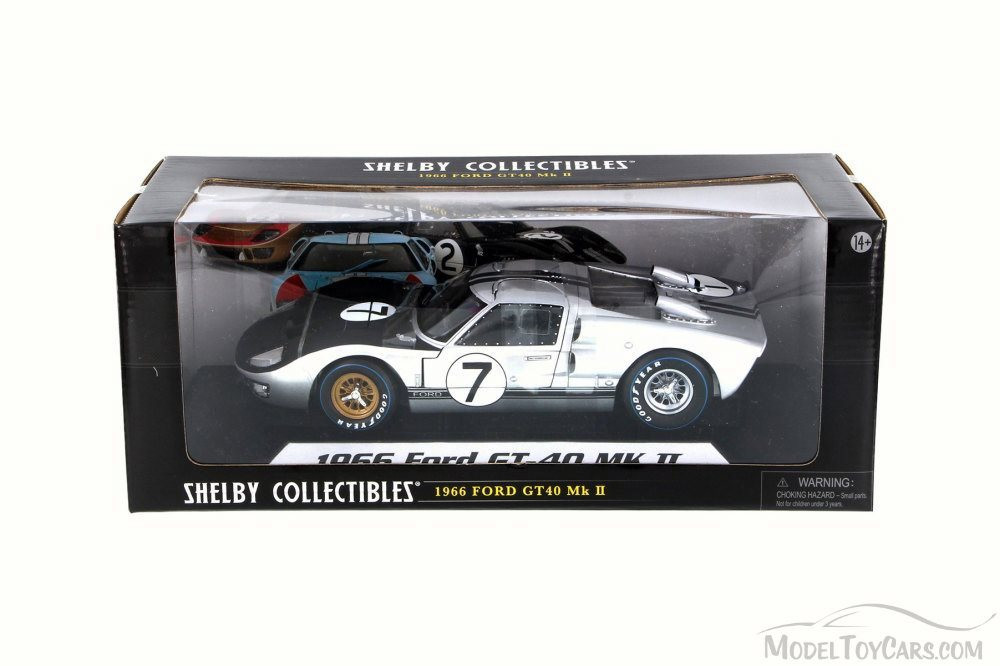 1966 Ford GT-40 MK II, Silver - Shelby SC404 - 1/18 Scale Diecast