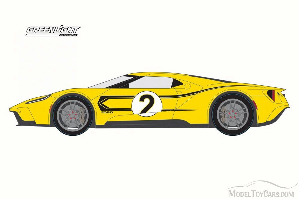 2017 Ford GT Tribute, Yellow - Greenlight 13200/48 - 1/64 Scale Diecast Model Toy Car