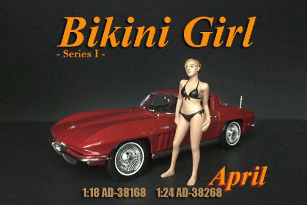 Bikini Girl April, Black - American Diorama 38168 - 1/18 Scale Figurine - Diorama Accessory