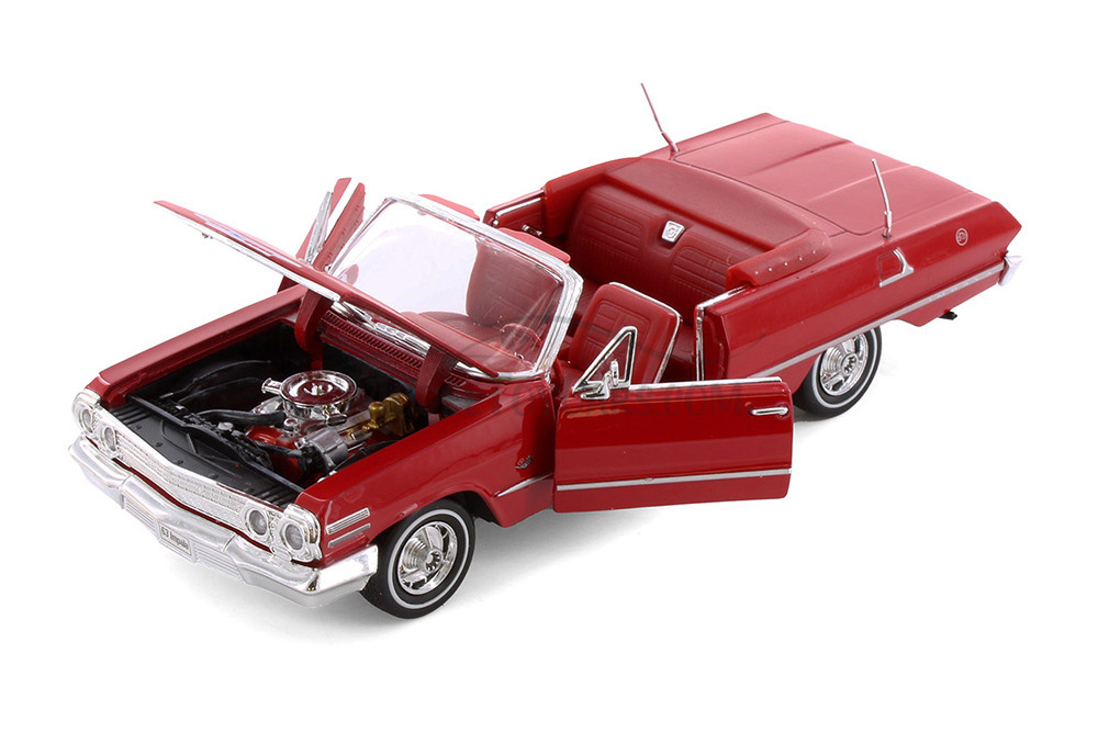 1963 Chevy Impala Convertible, Red - Welly 22434 - 1/24 scale