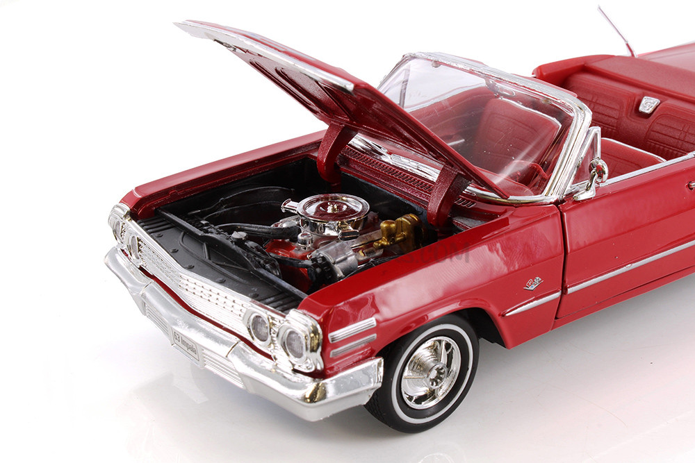 1963 Chevy Impala Convertible, Red - Welly 22434 - 1/24 scale