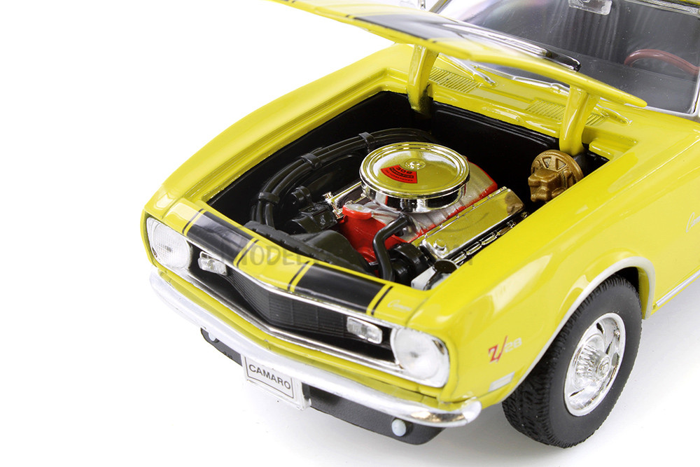1968 Chevy Camaro Z28, Yellow w/ Black - Welly 22448WYL - 1/24 Scale Diecast Model Toy Car