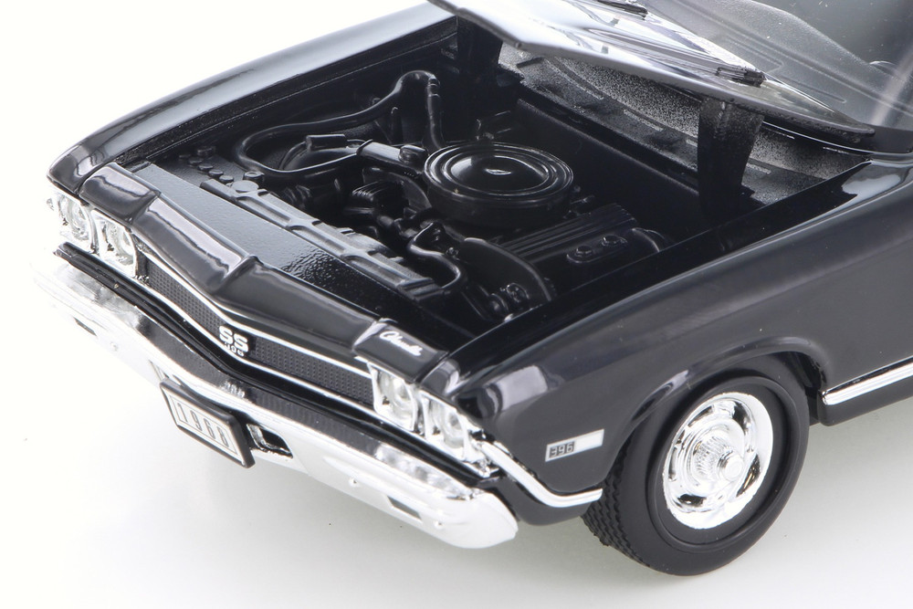 1968 Chevy Chevelle SS 396, Black w/ Black - Welly 29397WBK - 1/24