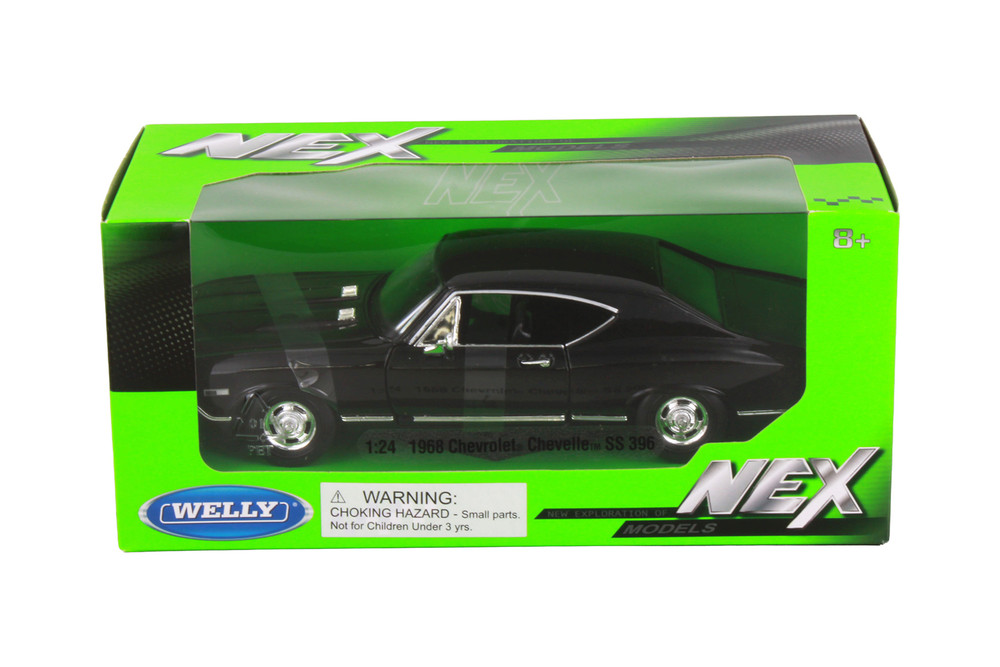 1968 Chevy Chevelle SS 396, Black w/ Black - Welly 29397WBK - 1/24