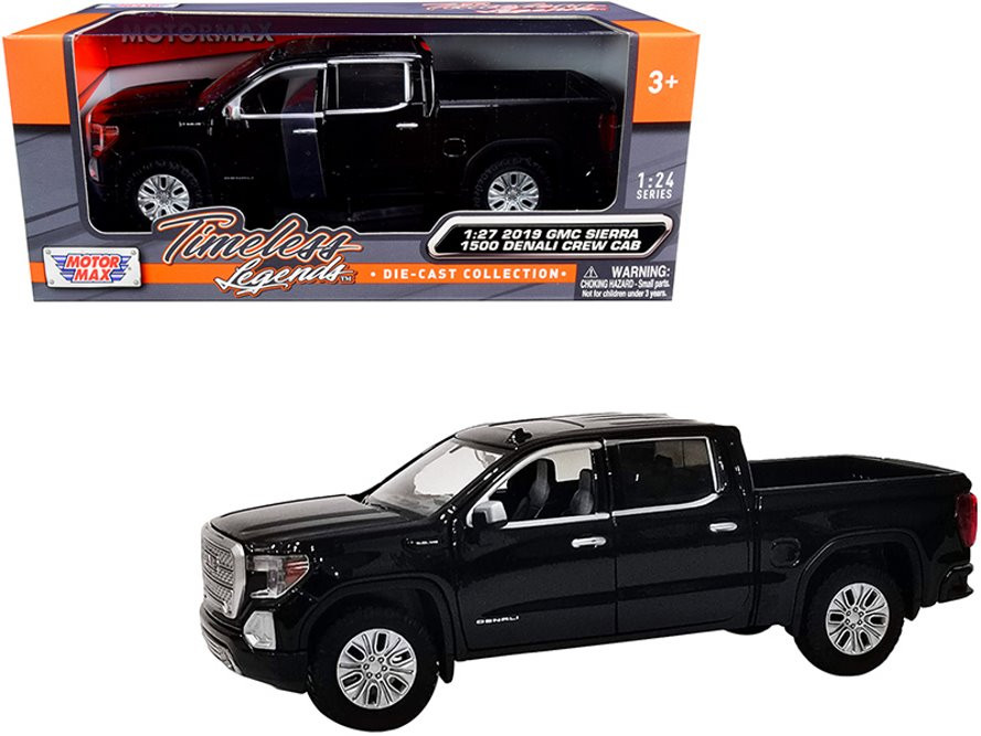 2019 GMC Sierra 1500 Denali Crew Cab Pickup Truck, Black - Motor Max 79362BK - 1/27 Diecast Car