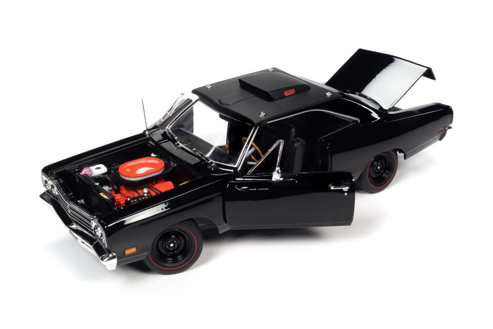 MCACN 1969.5 Plymouth Road Runner Hardtop, Black Velvet - Auto World AMM1232 - 1/18 scale Diecast Model Toy Car