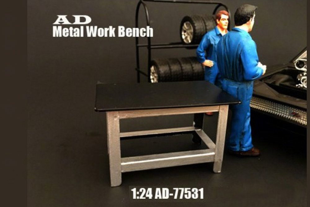 Metal Work Bench, American Diorama 77531 - 1/24 Scale Accessory for Diecast Cars