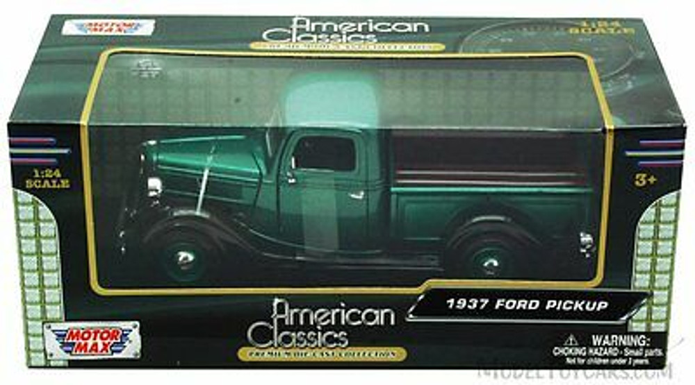 1937 Ford Pick Up Truck, Green With Black - Showcasts 73233 - 1/24 Scale Diecast Model Car
