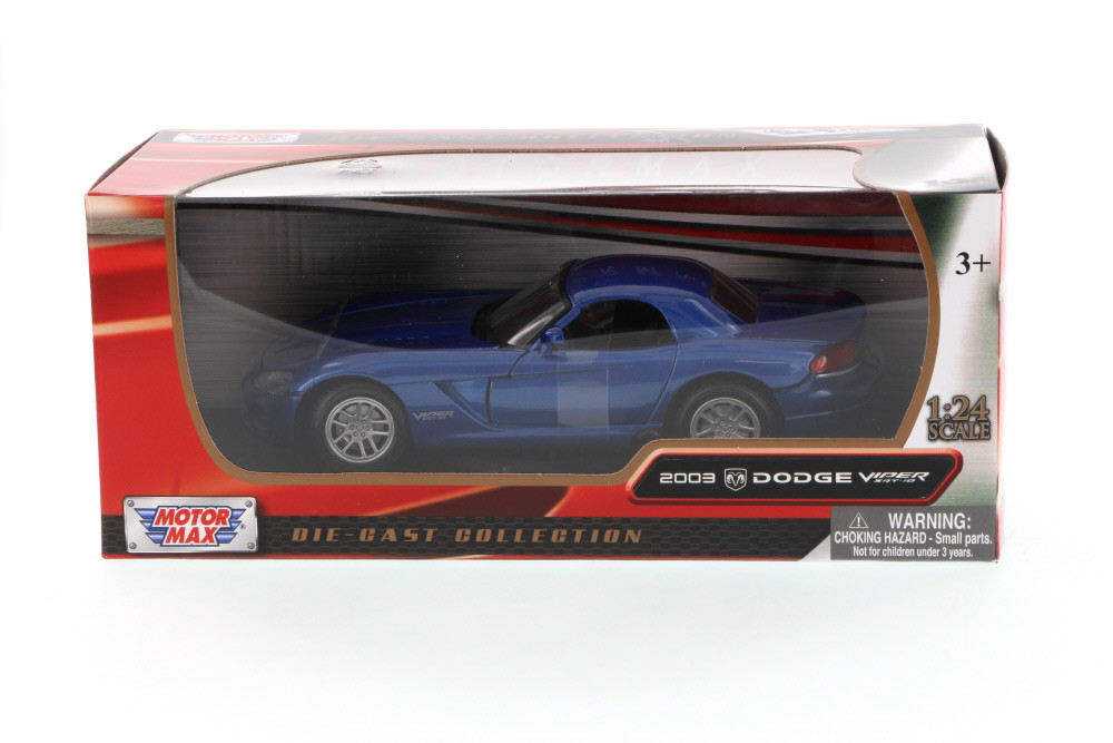 2003 Dodge Viper SRT 10, Blue - Motor Max 73290/6 - 1/24 Scale Diecast Model Toy Car