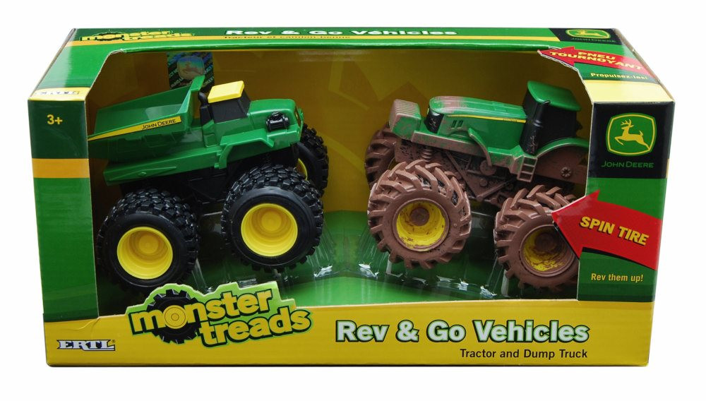 Rev & Go Tractor and Dump Truck Set, Green - Tomy ERTL Monster Treads 46198A