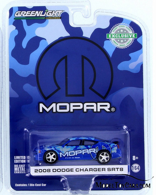 2008 Dodge Charger SRT8 MOPAR, Blue - Greenlight 29961/48 - 1/64 scale Diecast Model Toy Car