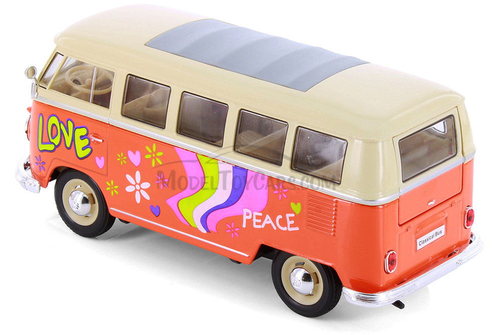 1963 Volkswagen T1 Bus w/ Love/Peace , Orange - Showcasts® 22095A1