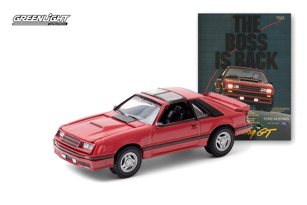 "The Boss is Back” 1982 Ford Mustang GT, Red - Greenlight 39050/48 - 1/64 scale Diecast Model Toy Car