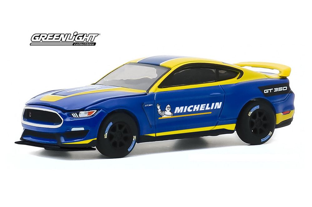 Michelin Tires 2019 Ford Shelby GT350R, Blue & Yellow - Greenlight 30186 - 1/64 scale Diecast Car