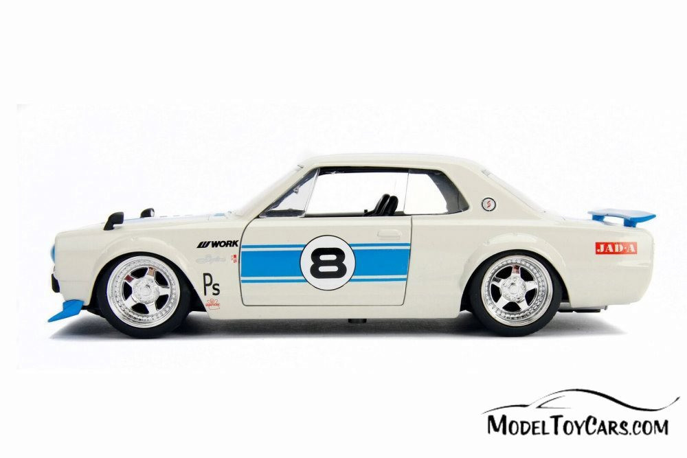 1971 Nissan Skyline GT-R Hard Top, White with blue - Jada 30002WA1